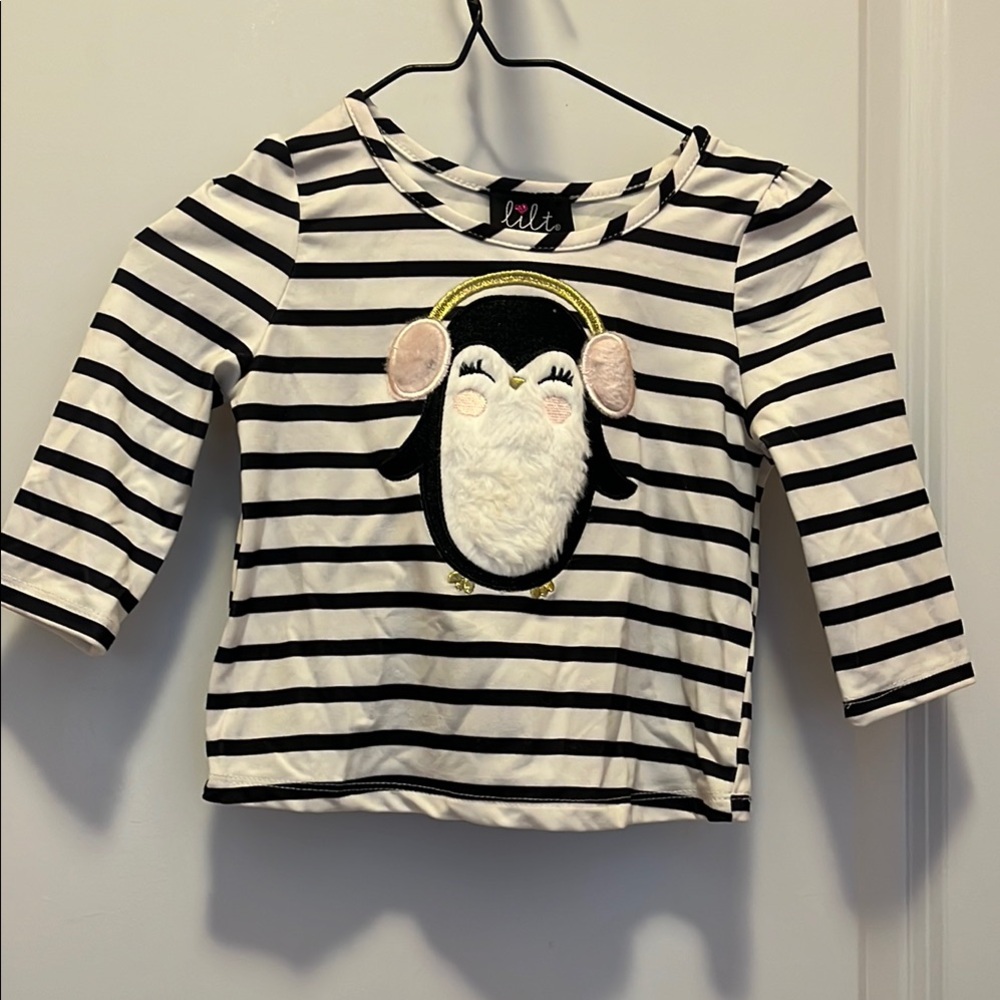 Lilt Black and White Long Sleeve Striped Tee